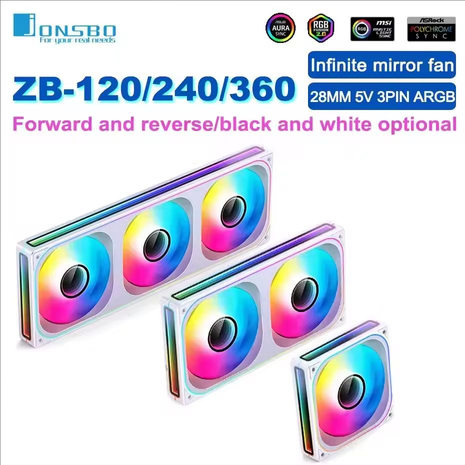 Jonsbo ZB120/240/360 รวมพัดลม 360 สี่ล้อพันชั้นกระจก 120 มม.PWM CPU พัดลมระบายความร้อน ZB240BR ARGB 