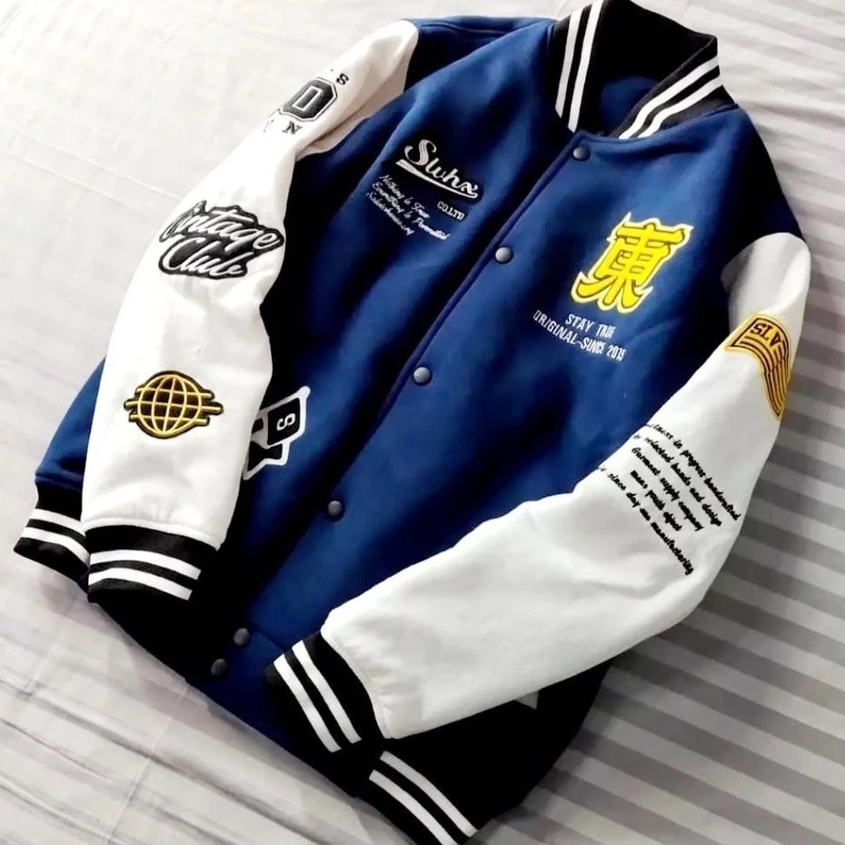 Original Varsity Baseball Jacket พร้อมเย็บปักถักร้อย FULL - Original Varsity Bomber Jacket - เสื้อแจ