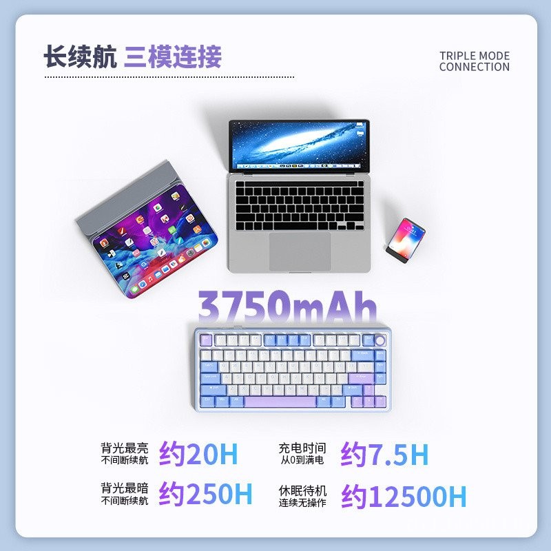 R RKR75 คีย์บอร์ดไร้สายบลูทูธสามโหมดปลั๊กร้อน RGB Backlight Girl สํานักงานเกมสําหรับเล่นเกมมูลค่าสูง