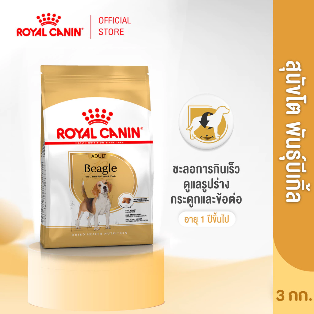Royal Canin Beagle Adult 3kg อาหารเม็ดสุนัขโต พันธุ์บีเกิ้ล อายุ 12 เดือนขึ้นไป(Dry Dog Food,โรยัล คานิน)