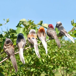 FEELFLY นกประดิษฐ์น่ารักปลอมโฟมสัตว์จําลอง Feather Birds รุ่น DIY Craft งานแต่งงานบ้านสวนเครื่องประดับตกแต่ง E1N9