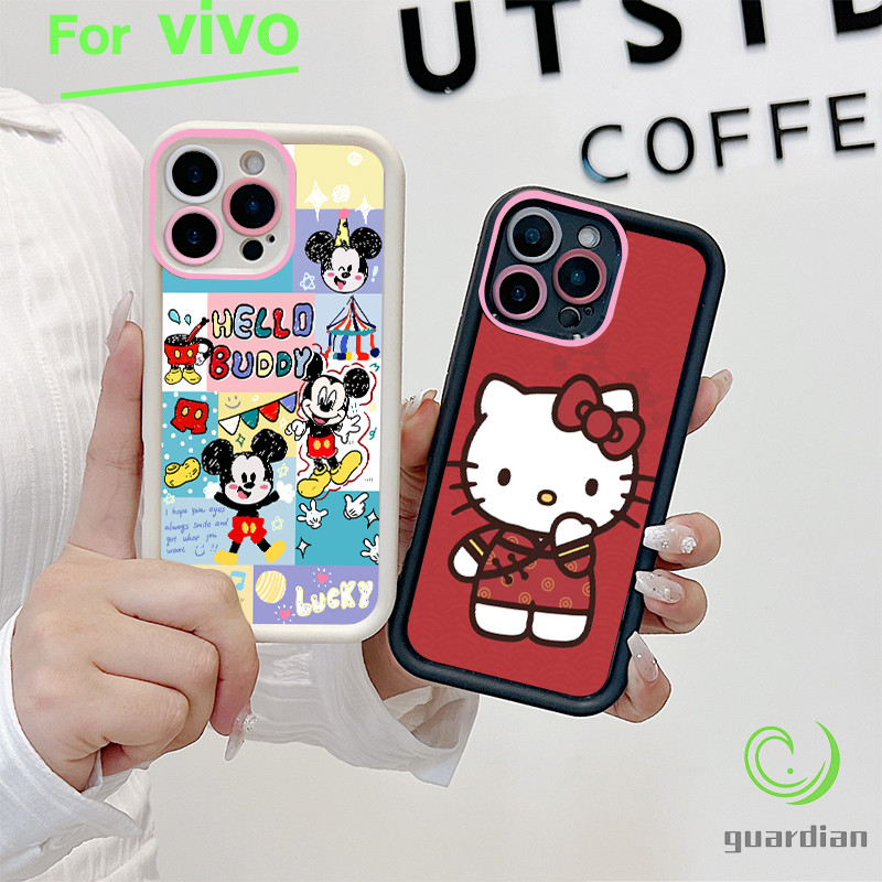 For Vivo เคสโทรศัพท์วิโว่ Y200 มิกกี้เมาส์ Y20 Y20s กรอบเลนส์สีชมพู Y12s Y12A Y17 Y12 Y15 Y11 Y12i Y15A โทรศัพท