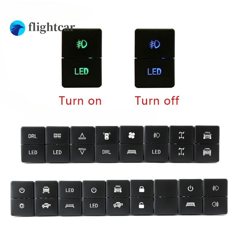 FTCar Dual Key สวิทช์ LED DRL ด้านหลัง Diff ล็อคไฟหน้าเปิดปิดกระจกความร้อน Trunk ปุ่มสวิทช์พร้อมสายเชื่อมต่อสําหรับ Toyota Camry Corolla Prius Yaris Land Cruiser
