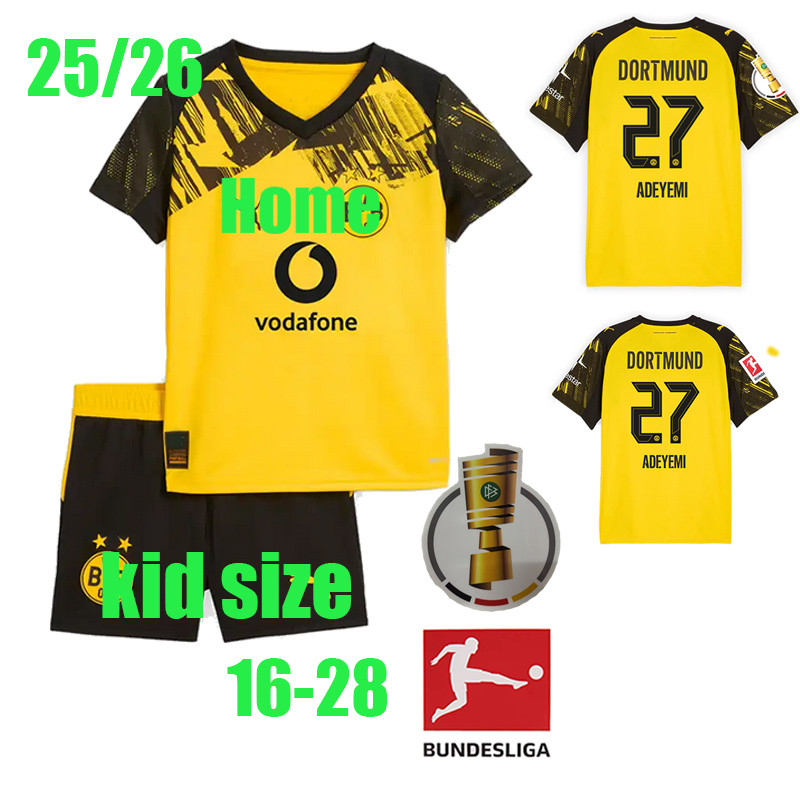 25/26 Guirassy ฟุตบอล clothe 25/26 DOrTmuNDs Home Jersey ชุดเด็ก (พร้อมแพทช์) N.Schlotterbeck Brandt