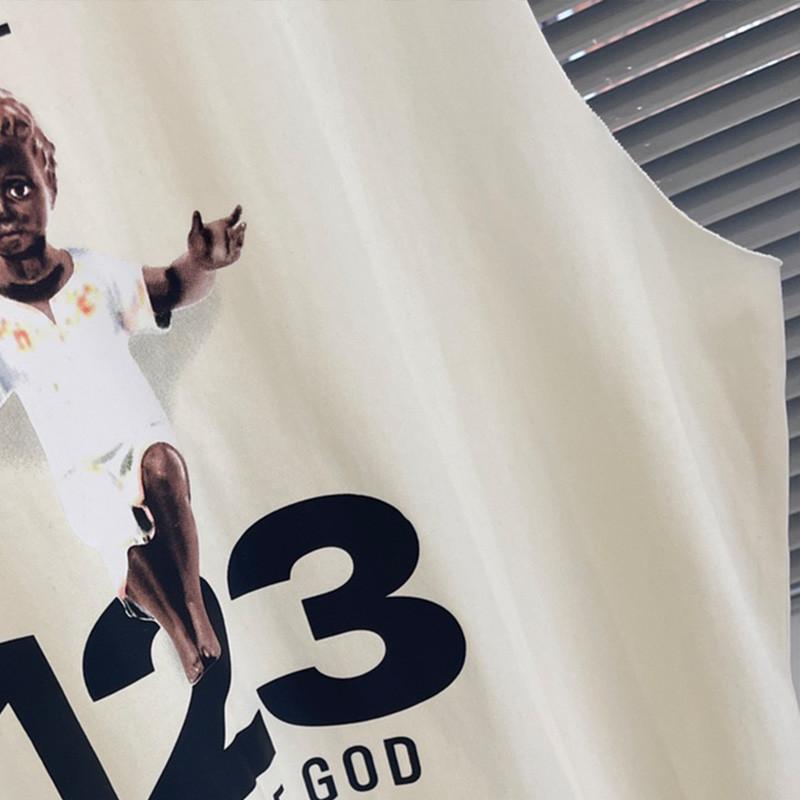 เสื้อแขนกุดผู้ชาย FEAR GOD x RRR Letter Kid ออกแบบพิมพ์ลายคลาย ๆ สำหรับฤดูร้อน สวมใส่ง่ายทุกโอกาส รอ