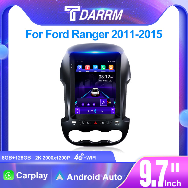 วิทยุติดรถยนต์ Android 13 นิ้วสําหรับ Ford Ranger 2011-2015 พร้อมกรอบและสายไฟ Plug-and-Play
