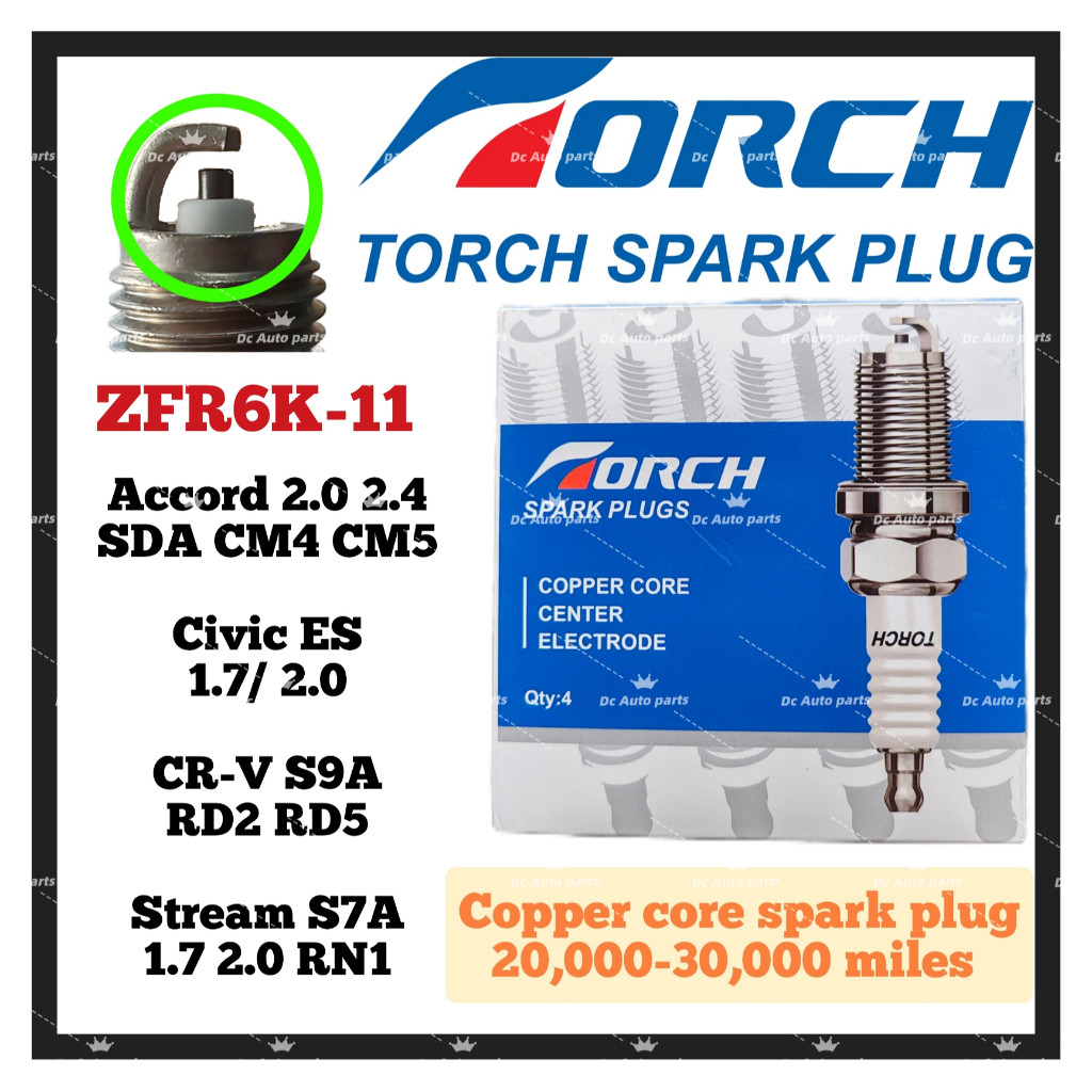 TORCH COPPER CORE SPARK PLUG HONDA ACCORD SDA CIVIC ES 1.7 2.0 CRV CR-V S9A RD2 RD5 STREAM 1.7 2.0 S