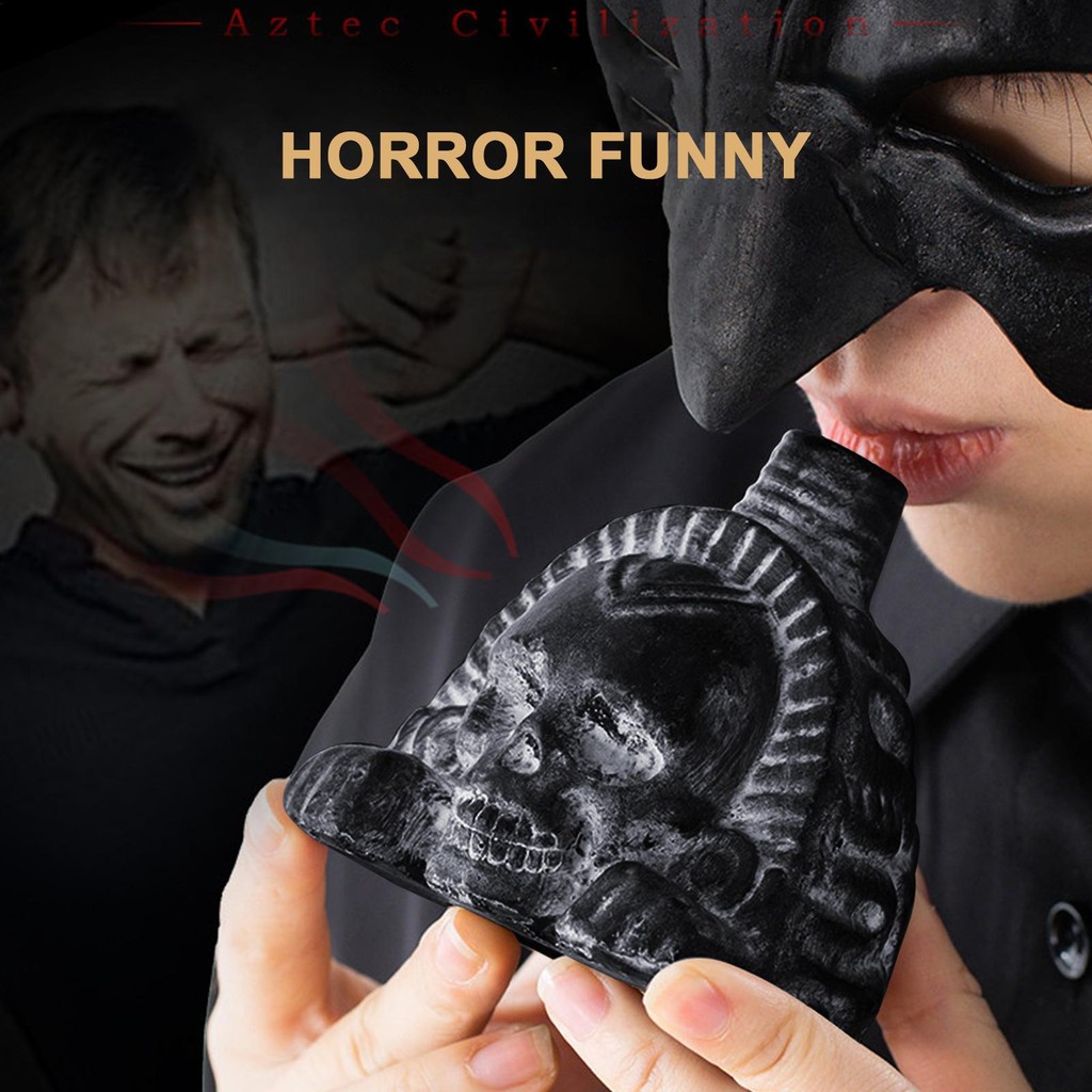 Aztec นกหวีด Loud Spookys Aztec นกหวีดแห่งความตายที่น่ากลัวสมจริงมนุษย์กรีดร้องนกหวีดของขวัญฮาโลวีน 