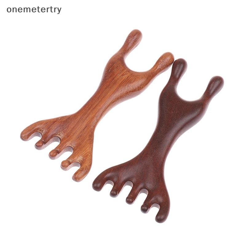 Onem ไม้จันทน์นวดหนังศีรษะไม้จันทน์กวาง Antlers ฟันกว้างหวี Meridians ขุดลอกหนังศีรษะนวดหวี Gua Sha หวี n
