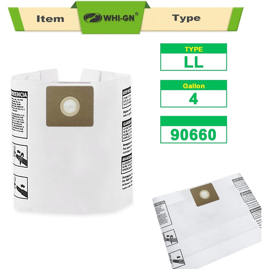 90660 All-around EZ Collection Bags Type LL ภาค # 9066000, เข้ากันได้กับสูญญากาศ Shop Vac 4 Gallon (