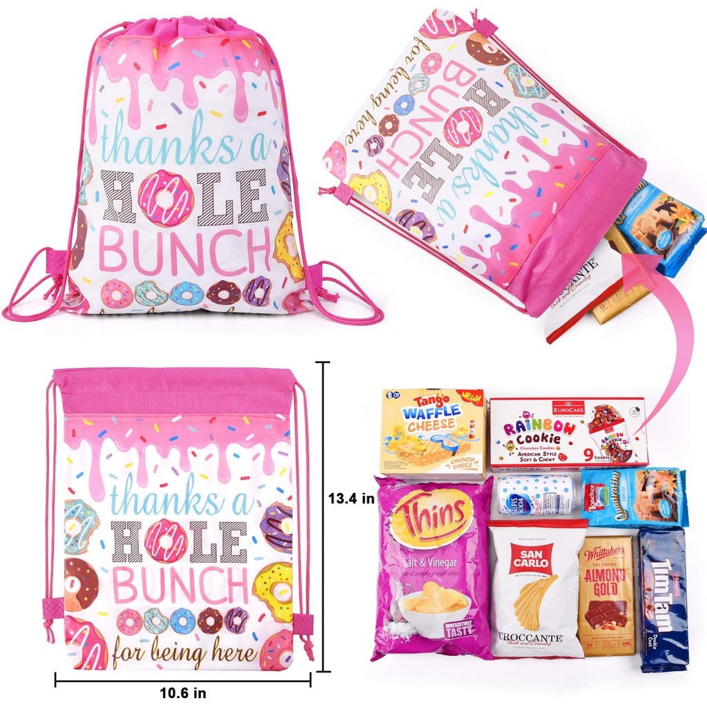 Donut Birthday Party Supplies Donut Grow Up ของขวัญ Goody กระเป๋า Drawstring กระเป๋าสําหรับ Donut Th