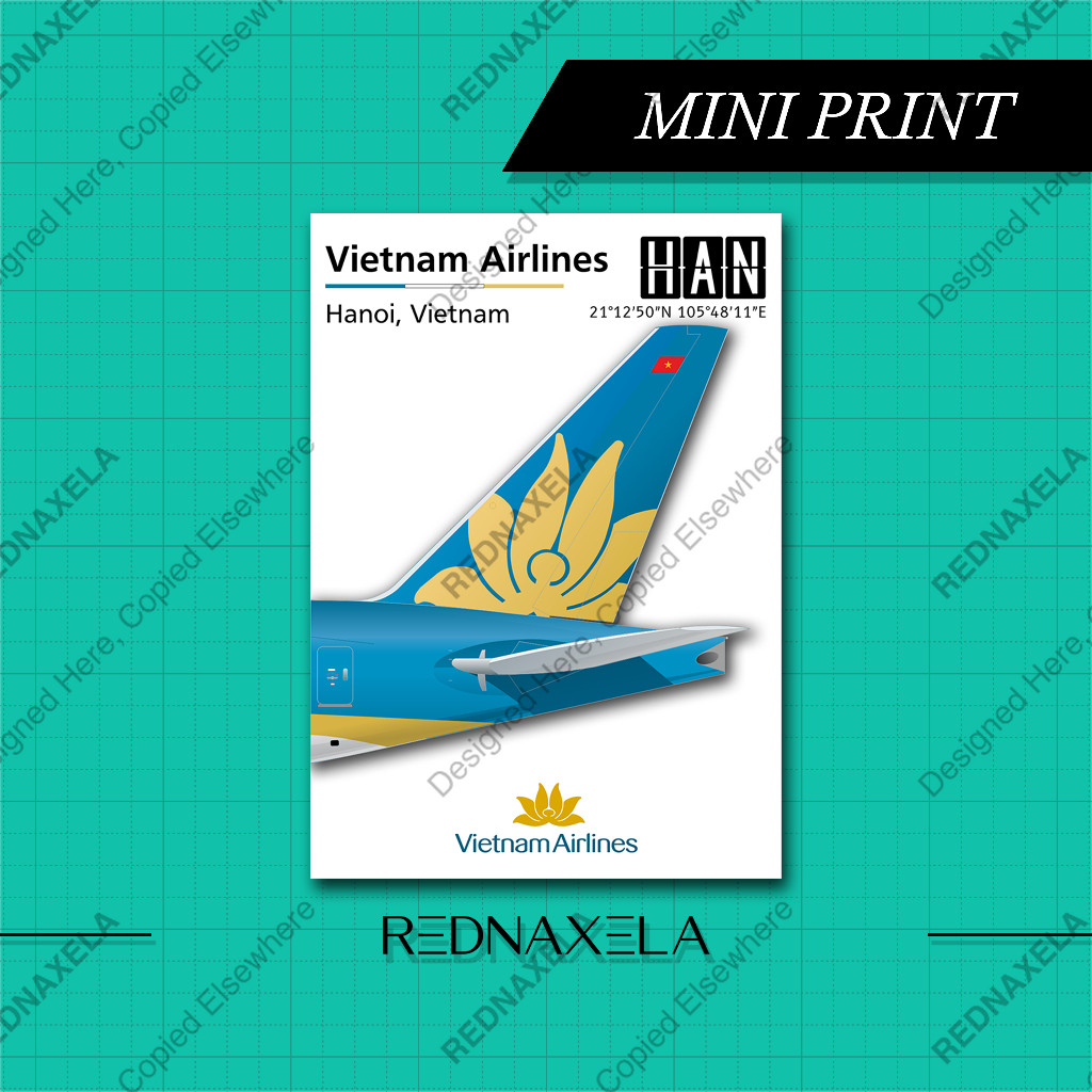 Mini Print A6 - Tail Vietnam Airlines Wall Desk ตกแต่งโปสเตอร์ขนาดเล็ก