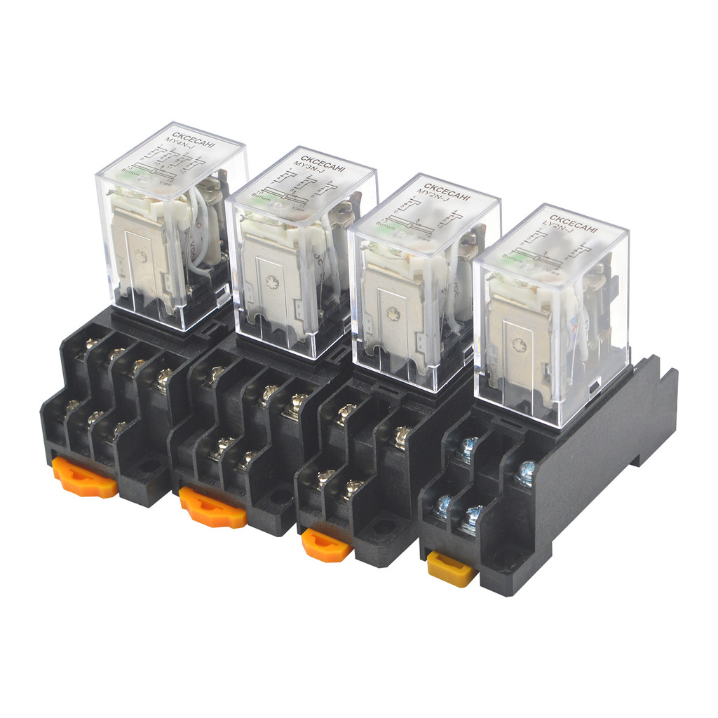 Silver All Gold Contact Small Intermediate Relay 220v AC 24v12v DC HH52P 53P 54P พร้อมไฟพร้อมฐาน MY2