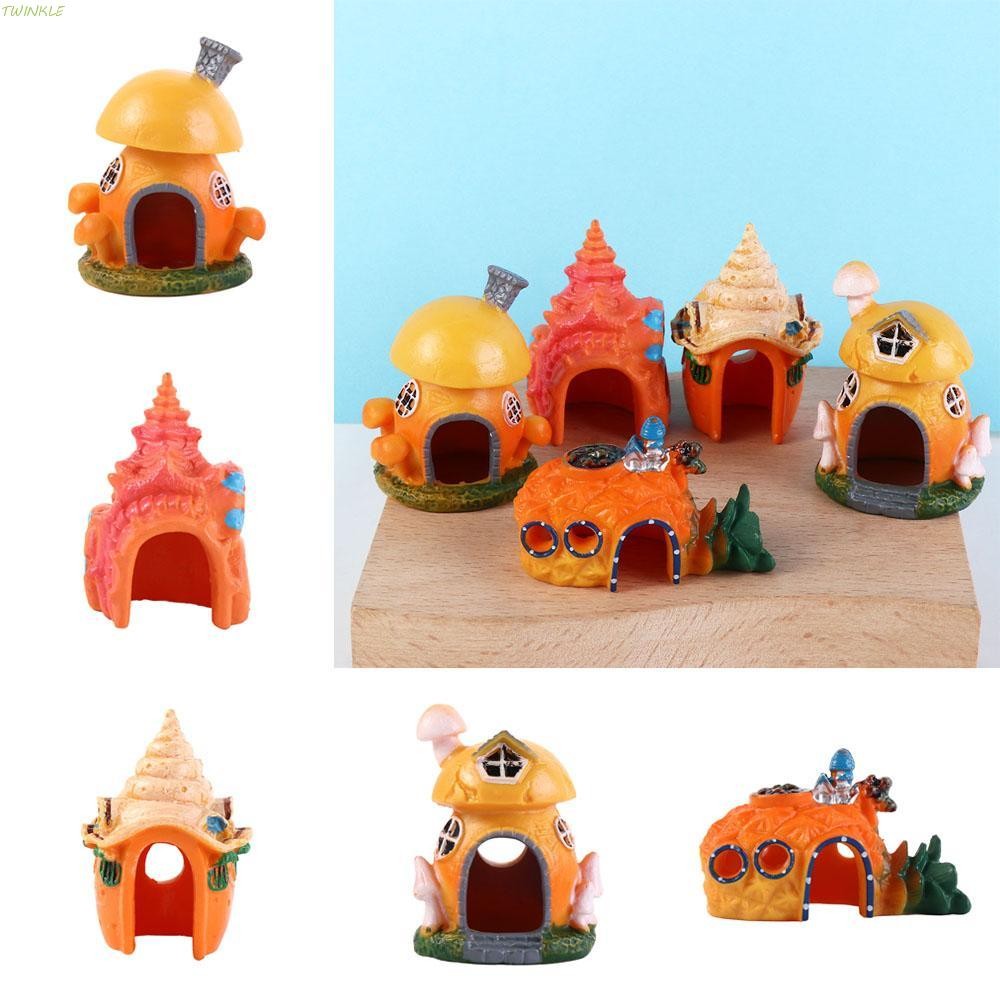 TWINKLE เห็ด Conch บ้าน, จําลองตกแต่งกุ้งปลา Hiding Shelter, ถ้ําซ่อนปลา PVC Mini Conch เครื่องประดั