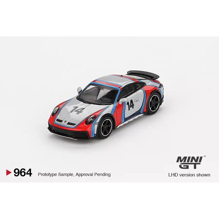 MINI GT No.964 Porsche 911 Dakar Ice Grey Metallic "Rally 1974" MGT00964