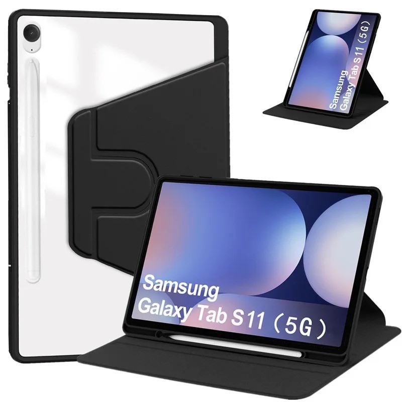 สําหรับ Samsung Galaxy Tab S11 11 นิ้ว 2025 กรณีแม่เหล็ก Folio Stand โปร่งใสกลับ funda SM-X730/SM-X736 11 "พร้อมช่องเสียบปากกา