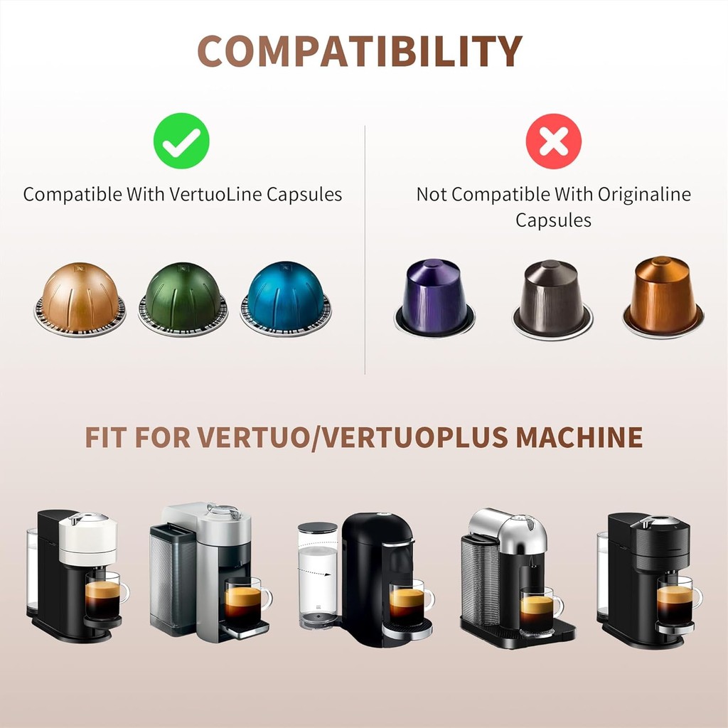 Reusable Vertuo Pods Kit สําหรับ Nespresso, Reusable Vertuo Capsule สําหรับ Nespresso 100PC AL ฟอยล์