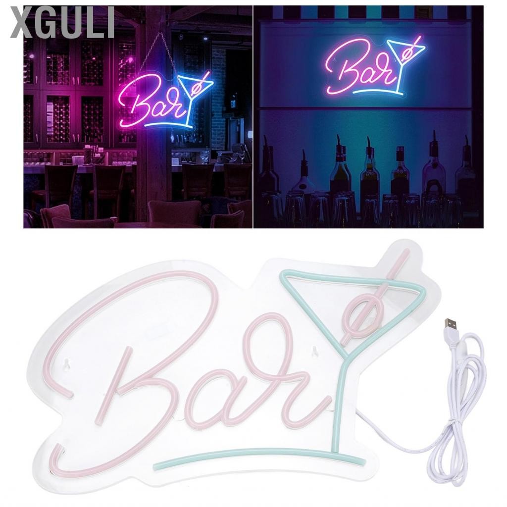 Xguli Luocute Bar Neon Sign 10.2x16.9in Acrylic LED กับโซ่แขวน USB ขับเคลื่อนการตกแต่งสำหรับบ้าน Bis