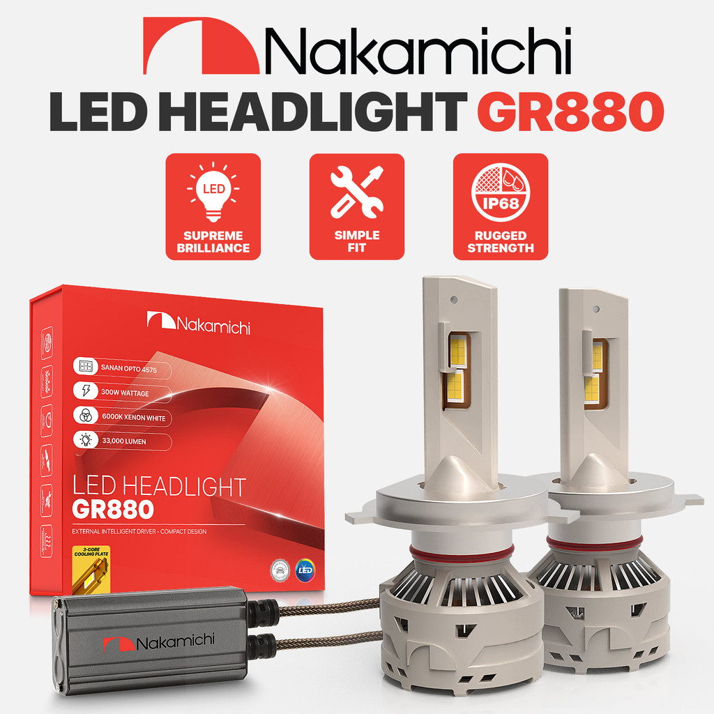 NAKAMICHI *รับประกัน 1 ปี* 2PCS Nakamiichi ไฟหน้ารถ LED/Foglight 300W H1 H4 H7 H8/H11 HB3/9005 HB4/9