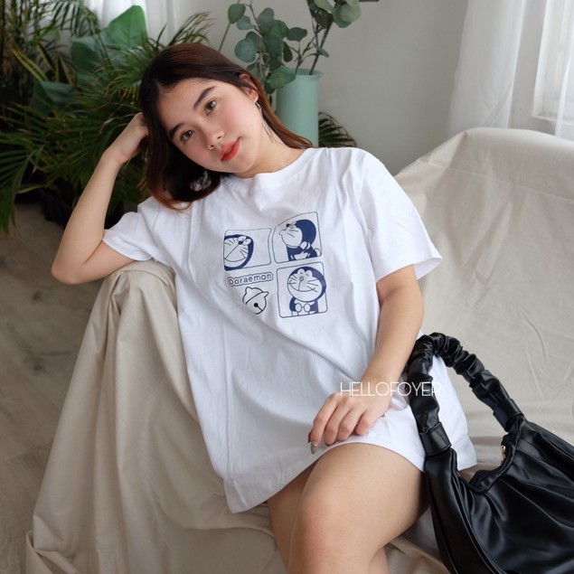 เสื้อยืดโดราเอมอน ผ้าฝ้าย 100% สไตล์ Tumblr Unisex สำหรับทั้งชายและหญิง