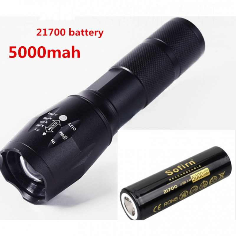 ไฟฉาย LED ขนาดเล็กคุณภาพสูงพร้อม Sofirn 5000mAh 21700 แบตเตอรี่แบบชาร์จไฟได้ (ใส่ไฟฉาย) ปุ่มด้านบนเห