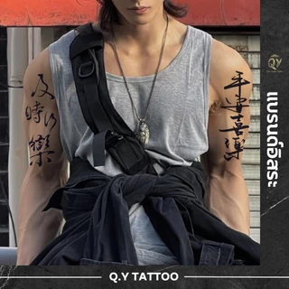 แทททู กันน้ำ ติดทน15 วัน Magic tattoo แทททูอักษรจีน ตัวอักษร สไตล์ญี่ปุ่น สักสมุนไพร เหมือนจริง รอยสัก