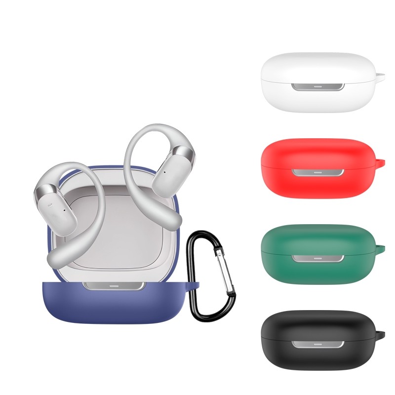 สําหรับ SHOKZ OpenFit 2+ T921 เคส, ฝาครอบป้องกันซิลิโคน Eco-ระดับพรีเมียม - กันกระแทก, กันฝุ่นและกันรอยขีดข่วนพร้อมตะขอคาราบิเนอร์