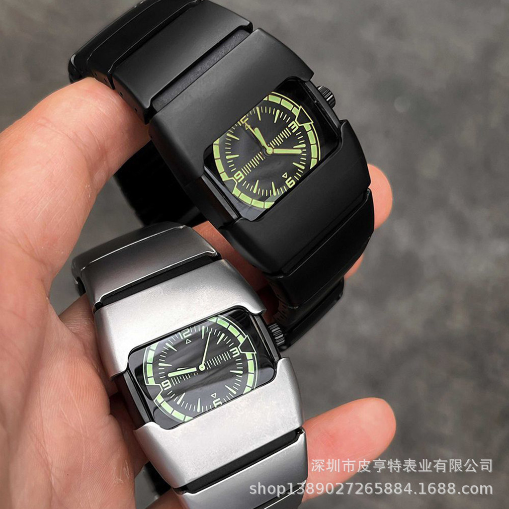 千禧年复古手表男潮流防水y2k异形盔甲中古风ins个性高级感石英表
