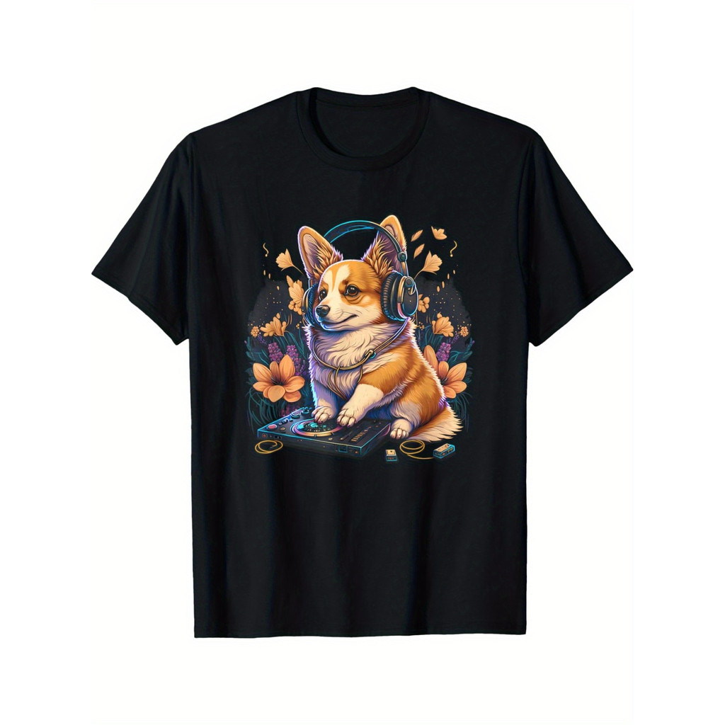 เสื้อยืด DJ Cool Party Music Corgi Cat