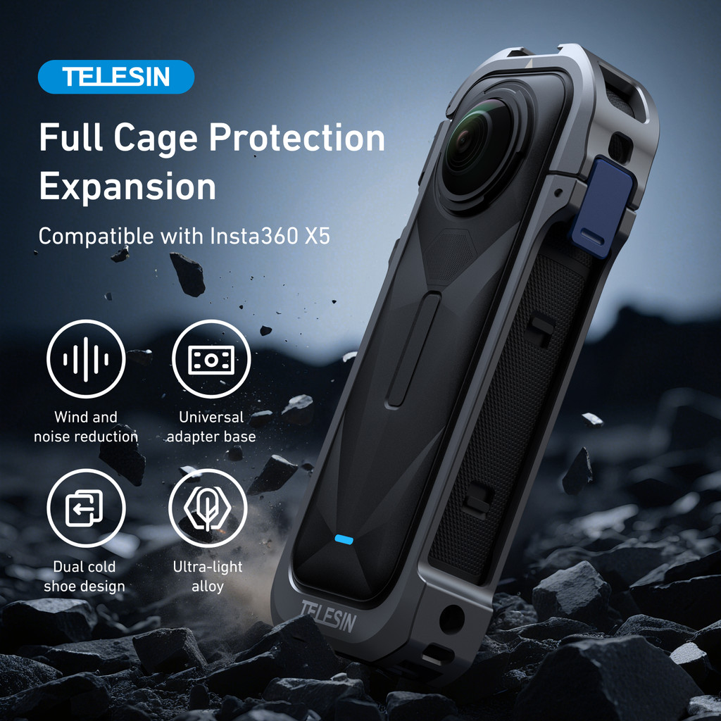 สําหรับ Insta360 X5 X4 กล้องกรงอลูมิเนียมป้องกัน Vlogging กล้องกรอบยูทิลิตี้กรอบกรงโลหะสําหรับ Insta360 X5 X4