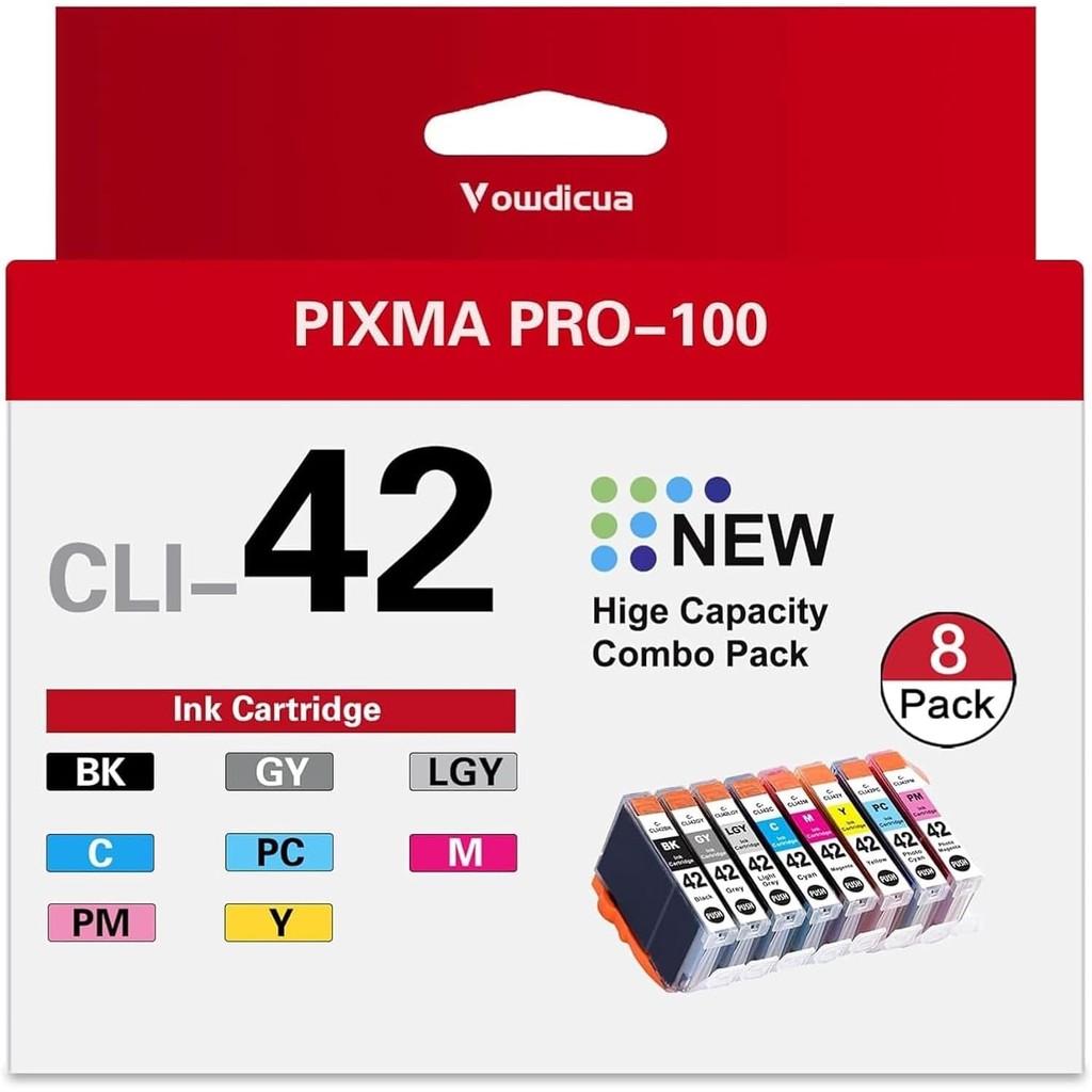 CLI-42 ตลับหมึก 8-Pack ความจุสูงใช้งานร่วมกับ CLI 42 CLI42 ตลับหมึกสําหรับ Canon PIXMA PRO-100 เครื่