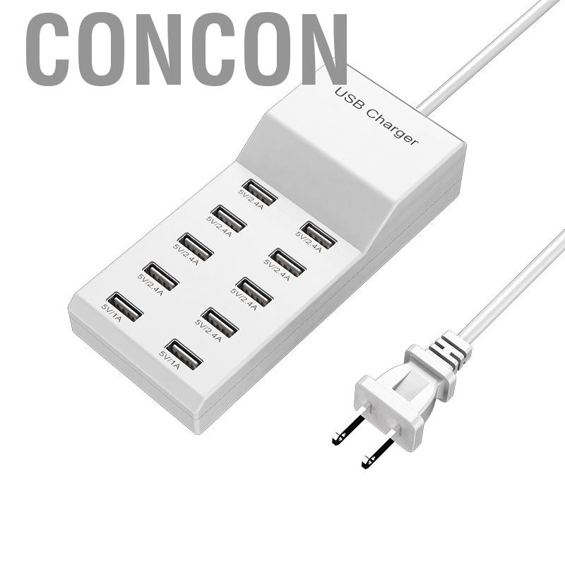 Concon สถานีชาร์จ USB Concon-th 50w 10 พอร์ตชาร์จซ็อกเก็ตแบบพกพาสำหรับอุปกรณ์สมาร์ทโฟนหลายเครื่องแท็