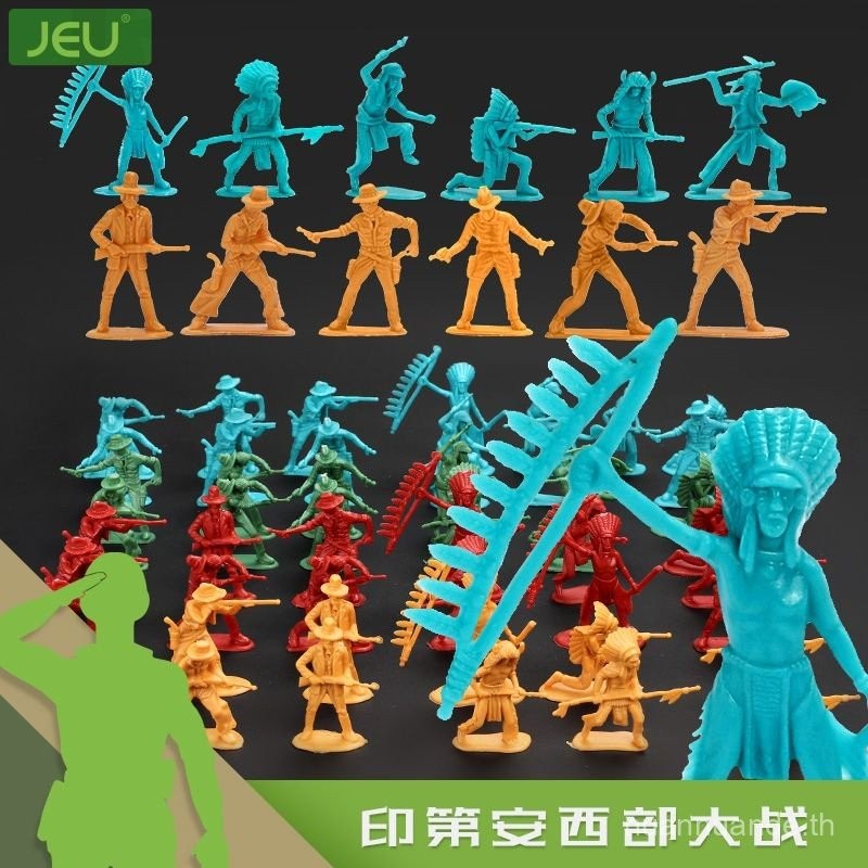 JEU Indians ทหารพื้นเมืองของเล่นรุ่นคาวบอยตะวันตก Nostalgic Classic Fighting Play House