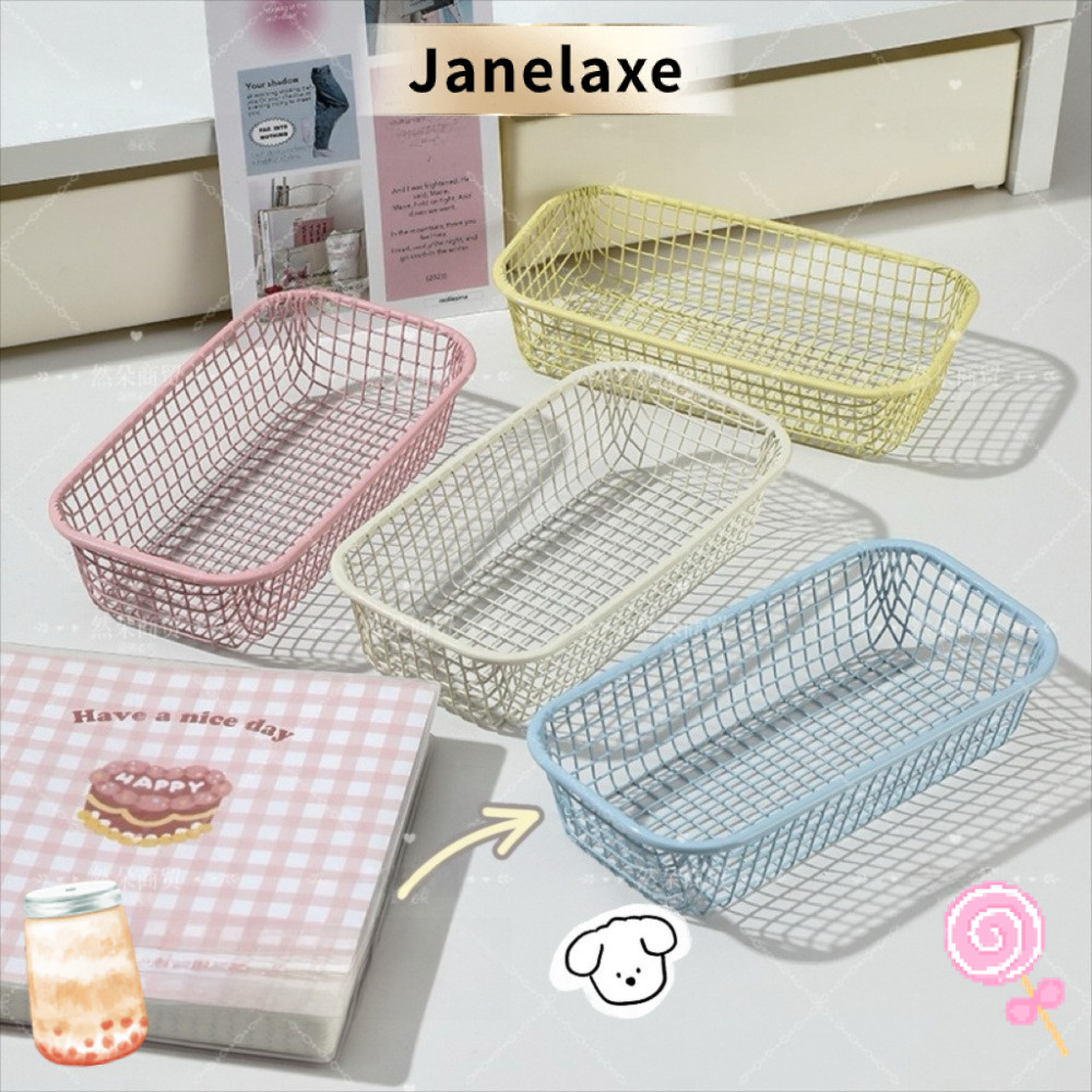 JANELAXE ตะกร้าจัดระเบียบ, INS Mini Storage Basket, simple Metal จัดเรียง Make Up Sorting Holder เครื่องเขียนสํานักงาน
