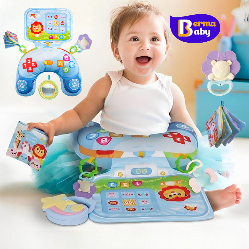 Berma Baby หมอนทารกแรกเกิด 2in1 หมอนเด็กพร้อมยางกัด ฝึกลูกน้อยให้เงยหน้าขึ้น หมอนเสริมพัฒนาการ
