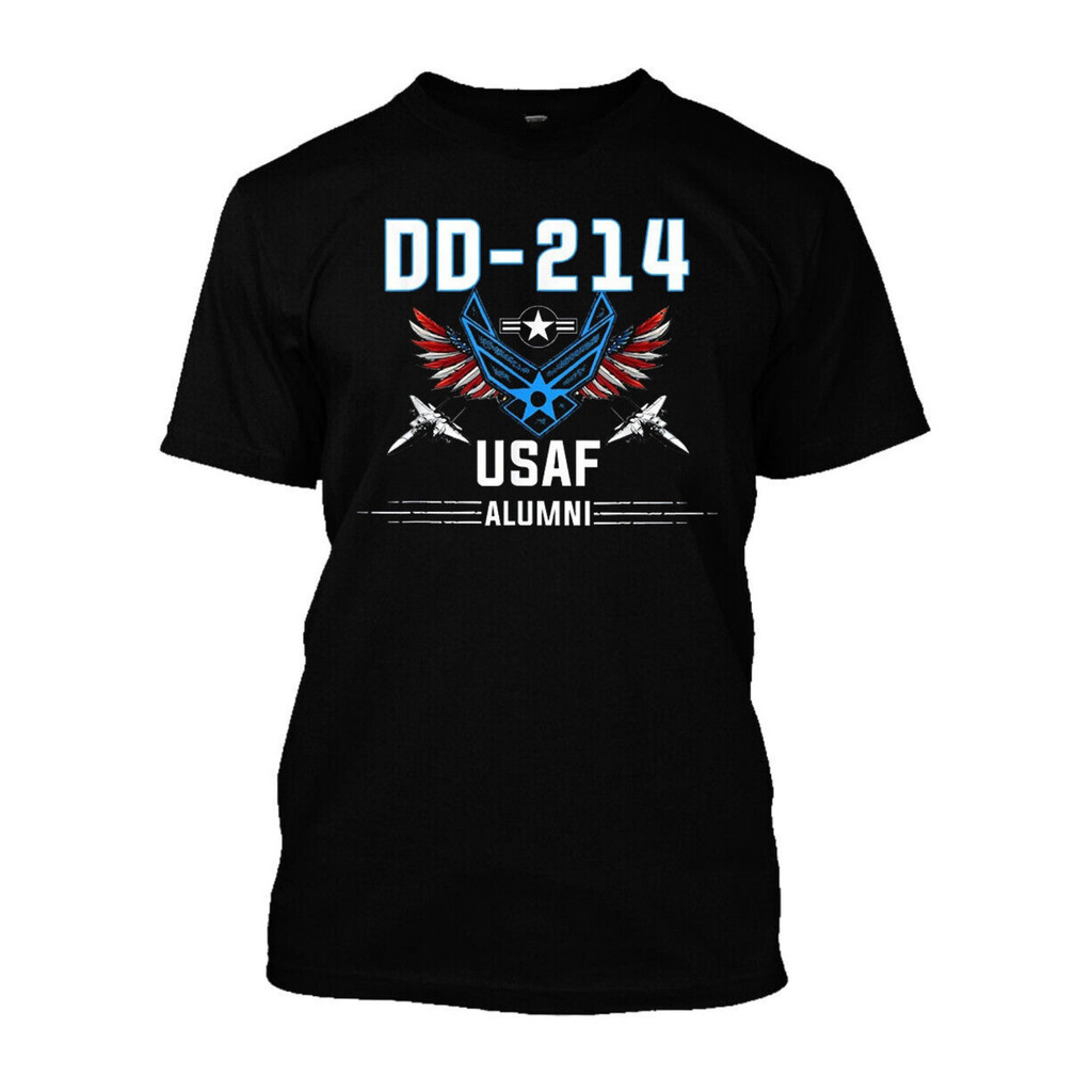US Air Force Alumni DD-214 เสื้อยืดผ้าฝ้ายผู้ชาย O-คอสั้นสีน้ําเงิน