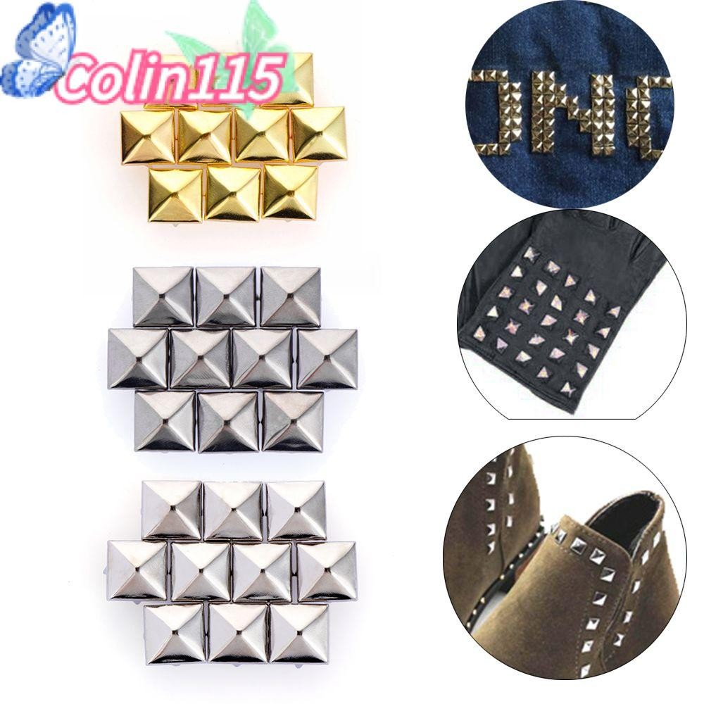 โคลินา115 100ชิ้น ขนาด6/8/10/12มิลลิเมตร หมุดย้ําปุ่มผ้า พังก์โลหะทองเหลือง DIY สี่กรงเล็บ