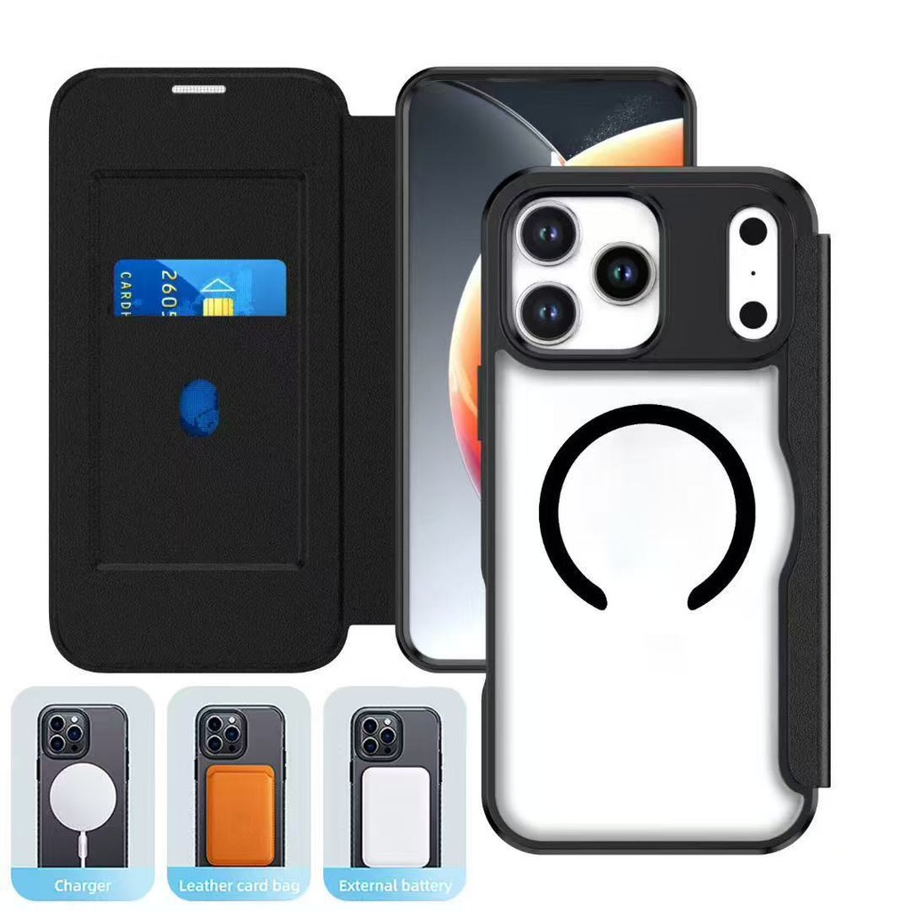 Applicable to Apple 17promax Xunjia Magnetic Phone Case Iphone16e Flip Card Holder 14pro Protective 