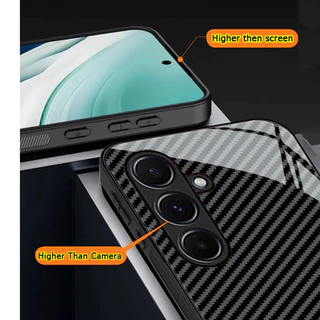 เคส Samsung A56 A55 5G Case เคสคาร์บอนไฟเบอร์กันกระแทกพร้อมป้องกันเลนส์กล้อง ขอบซิลิโคนอ่อนสไตล์มินิมอลสำหรับนักเรียนชายและผู้ชาย