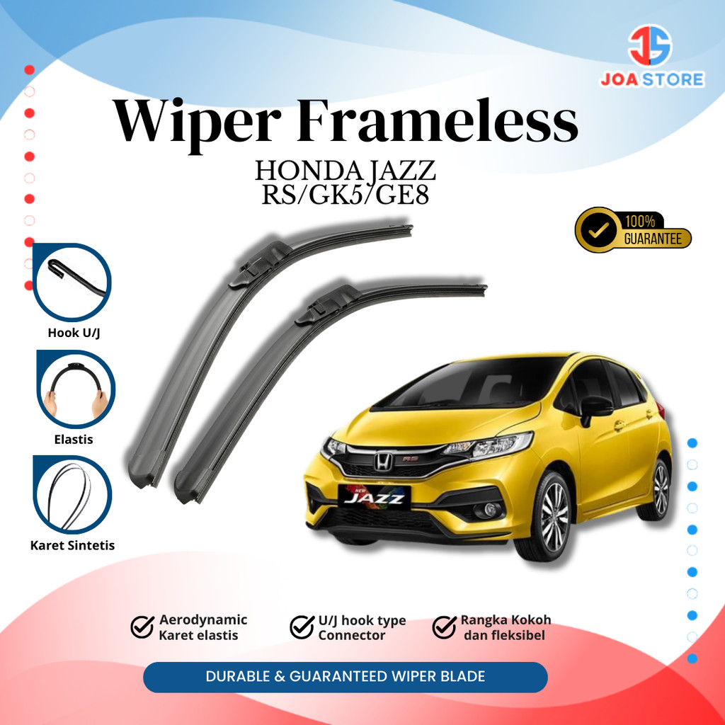 Honda Jazz RS / GK5 / GE8 2009 Car Wiper - Now Frameless Banana Rubber Car Window Wiper คู่ซ้ายและขว