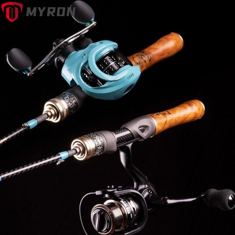 คันเบ็ดคาร์บอนไฟเบอร์ MYRON แบบ Fast Action กะทัดรัด มือจับไม้ สำหรับล่อปลาเทราท์และใช้งานได้น้ำหนัก