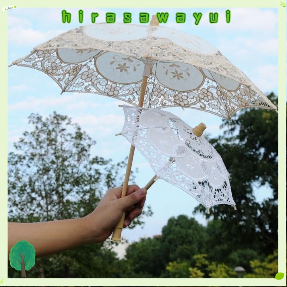 HIRASAWAYUI ดอกไม้สาวร่ม, 26/31/43/53 ซม.ผ้าฝ้ายลูกไม้ลูกไม้ Parasol ร่ม, เย็บปักถักร้อยวินเทจเด็ก Sun ร่ม Photo Prop