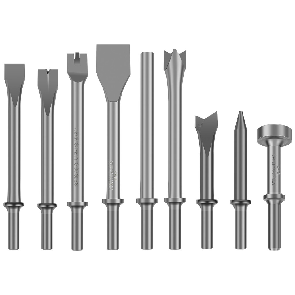 9 ชิ้น Pneumatic Chisel ชุดโลหะ Air Hammer Bits ชุด Air Chisel Bits สําหรับกระเบื้องก่ออิฐคอนกรีตหิน