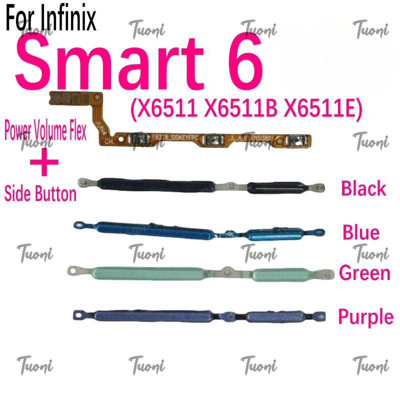 ปุ่มปรับระดับเสียงสวิตช์ไฟ flex สําหรับ Infinix Smart 6 X6511 X6511B X6511E