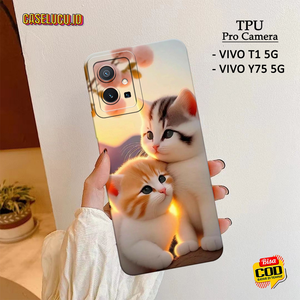 HP ล่าสุด Vivo Y75 5G / T1 5G Softcase - Fashion Cat Case - Vivo Y75 5G / T1 5G Case - Vivo Y75 5G /