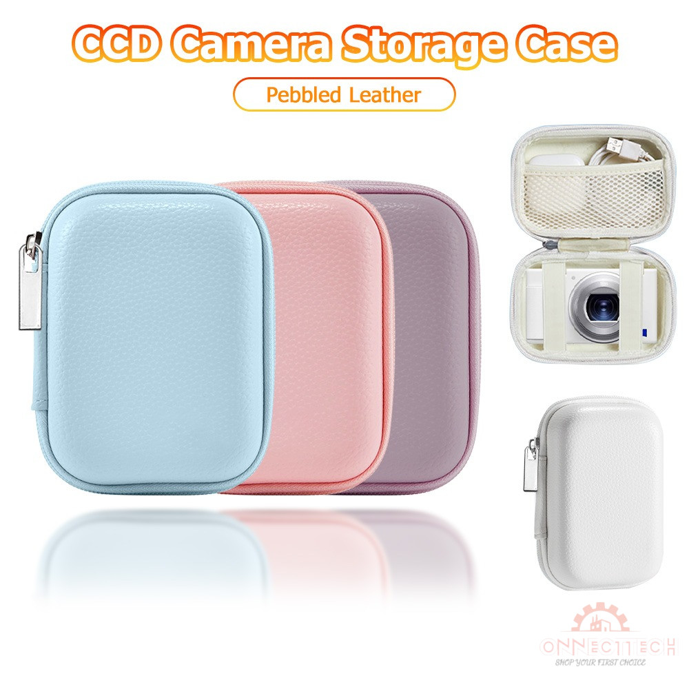 กระเป๋าใส่กล้อง CCD หนังกันน้ำ เหมาะสำหรับใส่การ์ดกล้องสไตล์เรโทร กล่องเก็บกล้องแบบเปลือกแข็ง ป้องกันการตกกระแทก