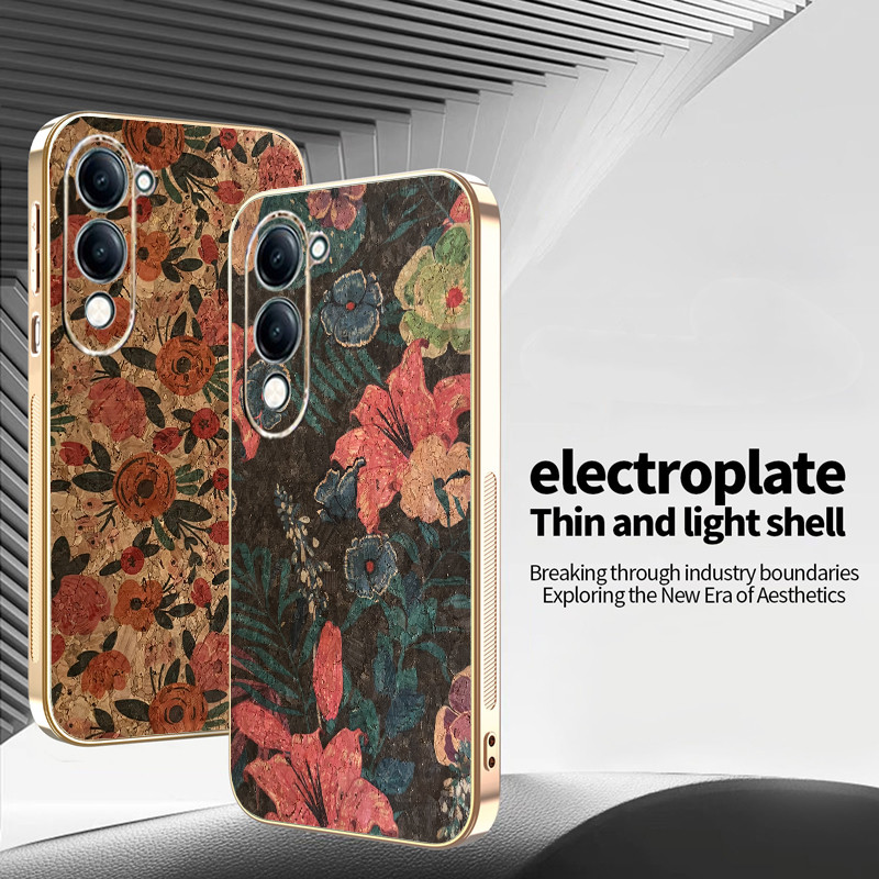 สําหรับ Vivo Y04 Y04S Y29S Y29t หรูหรารูปแบบคลาสสิก Electroplated TPU Edge Anti-Drop เคสโทรศัพท์