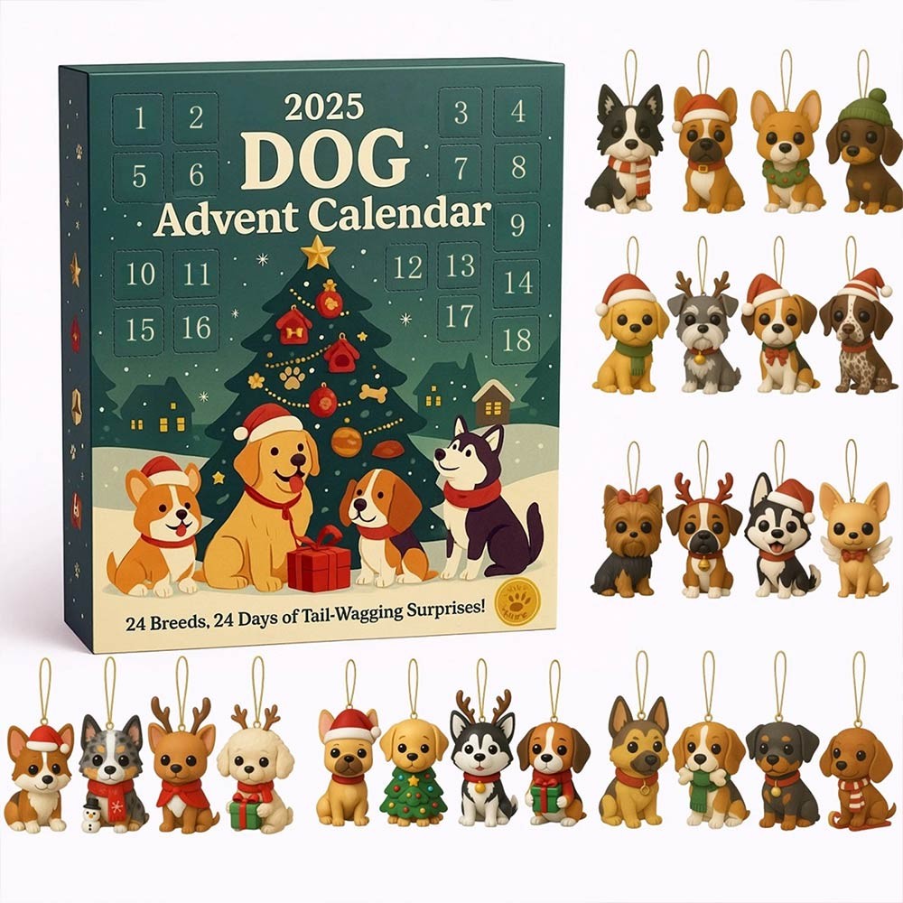 Dog Advent Calendar 2025, 24 Days Unique Dog Advent Calendar Ornaments, Cute