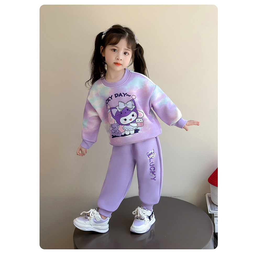 [RJ] ชุดฤดูใบไม้ร่วงใหม่สไตล์เด็ก ที-ย้อม เสื้อกันหนาวและกางเกงวอร์มสไตล์ตะวันตก - รูปที่ 5