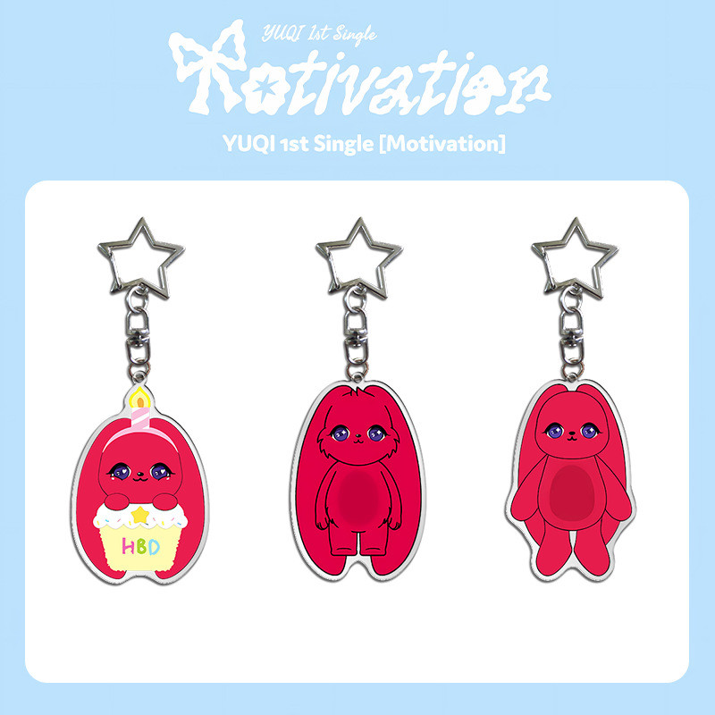 Kpop Idol YUQI MOTIVATION ตุ๊กตา Pop-Up อะคริลิค Bang พวงกุญแจจี้อุปกรณ์เสริม